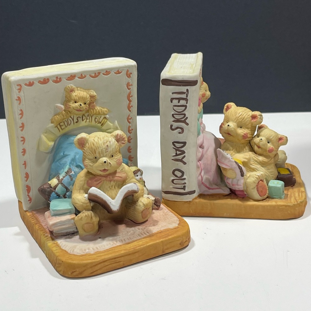 1993 Vtg Albert Price Teddy's Day Out Bookends (T42)